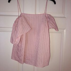 Pink and white striped blouse